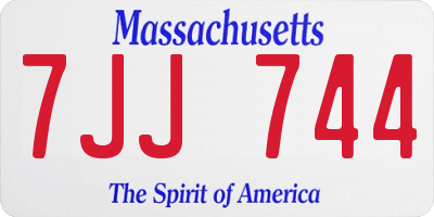 MA license plate 7JJ744