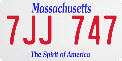 MA license plate 7JJ747