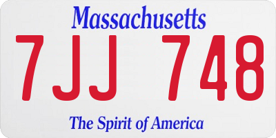 MA license plate 7JJ748