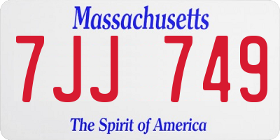 MA license plate 7JJ749