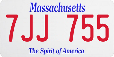 MA license plate 7JJ755