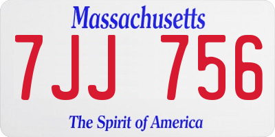 MA license plate 7JJ756