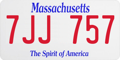 MA license plate 7JJ757