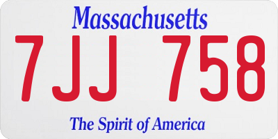 MA license plate 7JJ758