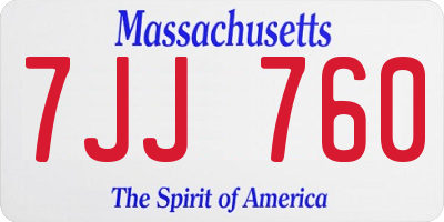 MA license plate 7JJ760