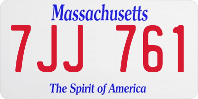 MA license plate 7JJ761