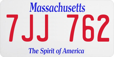 MA license plate 7JJ762