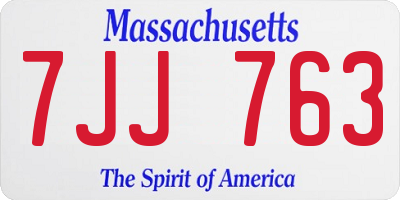 MA license plate 7JJ763