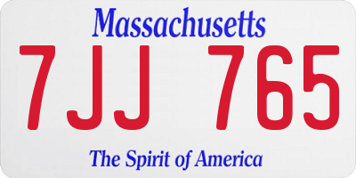MA license plate 7JJ765