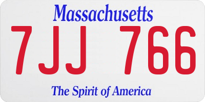 MA license plate 7JJ766