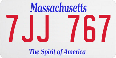 MA license plate 7JJ767
