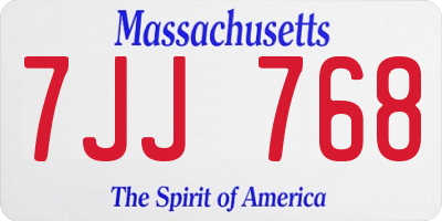 MA license plate 7JJ768