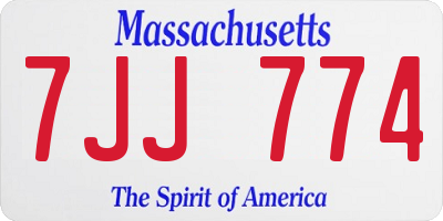 MA license plate 7JJ774