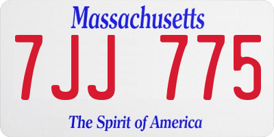 MA license plate 7JJ775