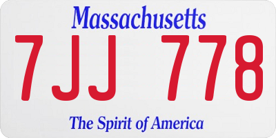 MA license plate 7JJ778