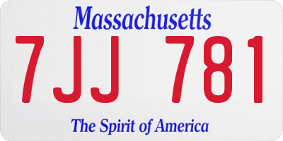 MA license plate 7JJ781