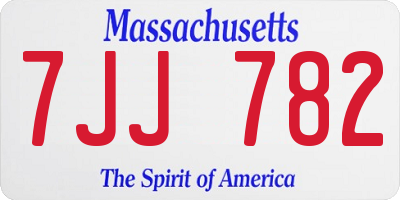 MA license plate 7JJ782
