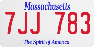 MA license plate 7JJ783