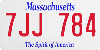 MA license plate 7JJ784