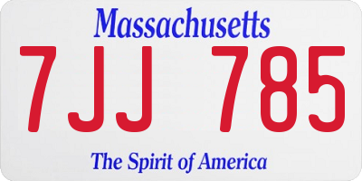 MA license plate 7JJ785