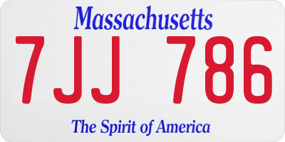 MA license plate 7JJ786