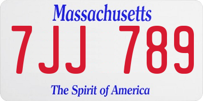 MA license plate 7JJ789