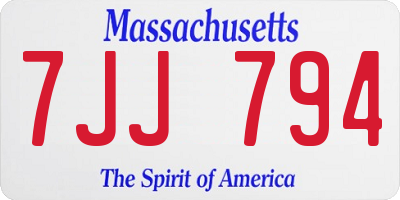 MA license plate 7JJ794