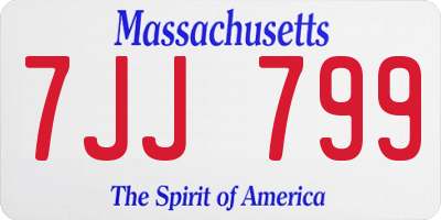 MA license plate 7JJ799
