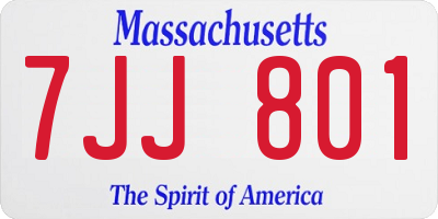 MA license plate 7JJ801