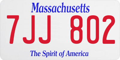 MA license plate 7JJ802