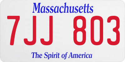 MA license plate 7JJ803