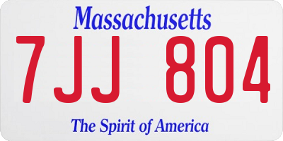 MA license plate 7JJ804