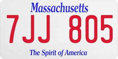 MA license plate 7JJ805