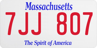 MA license plate 7JJ807
