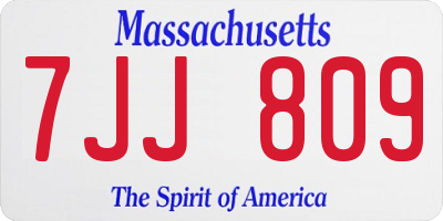MA license plate 7JJ809