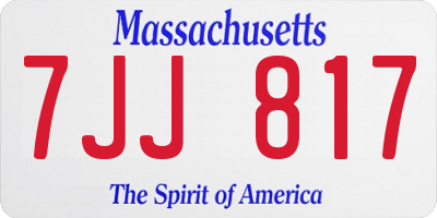 MA license plate 7JJ817