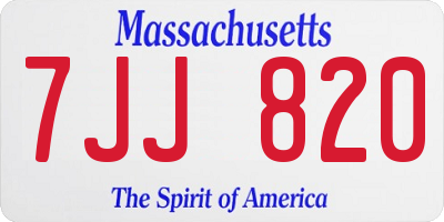 MA license plate 7JJ820