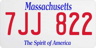 MA license plate 7JJ822