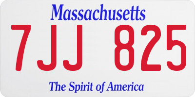 MA license plate 7JJ825
