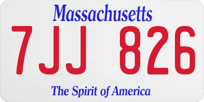 MA license plate 7JJ826