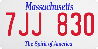 MA license plate 7JJ830