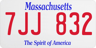 MA license plate 7JJ832