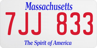 MA license plate 7JJ833