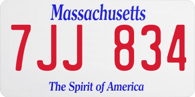 MA license plate 7JJ834