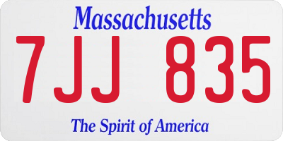 MA license plate 7JJ835