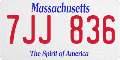 MA license plate 7JJ836