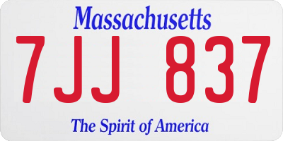 MA license plate 7JJ837