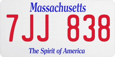 MA license plate 7JJ838
