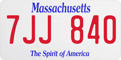 MA license plate 7JJ840