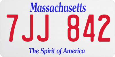 MA license plate 7JJ842